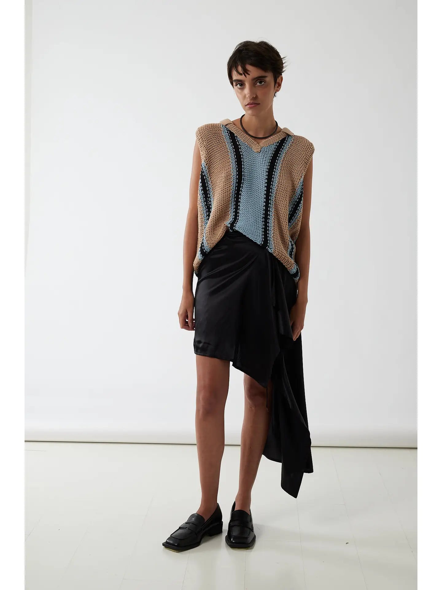 Allair Knitted Vest with Inlay - Made In Italy