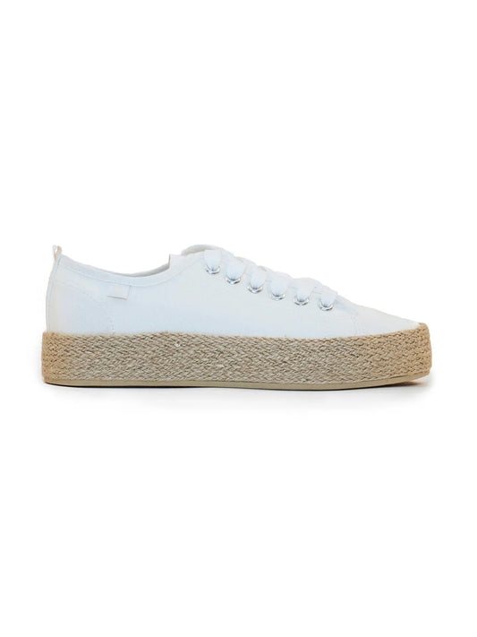 Kucho Blaky Ada Women's White Canvas Lace-Up Espadrilles - Made In Spain