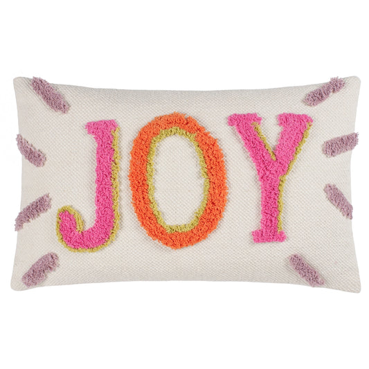 Alleana EMB Joy Cotton Tufted Cushion Pink - 100% Cotton Feather filled - Made In England