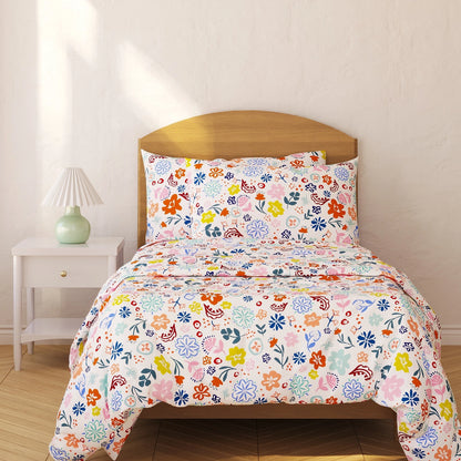 ACAC - Kabode Floral Organic Cotton Duvet Cover & Pillowcase - 100% Organic Cotton