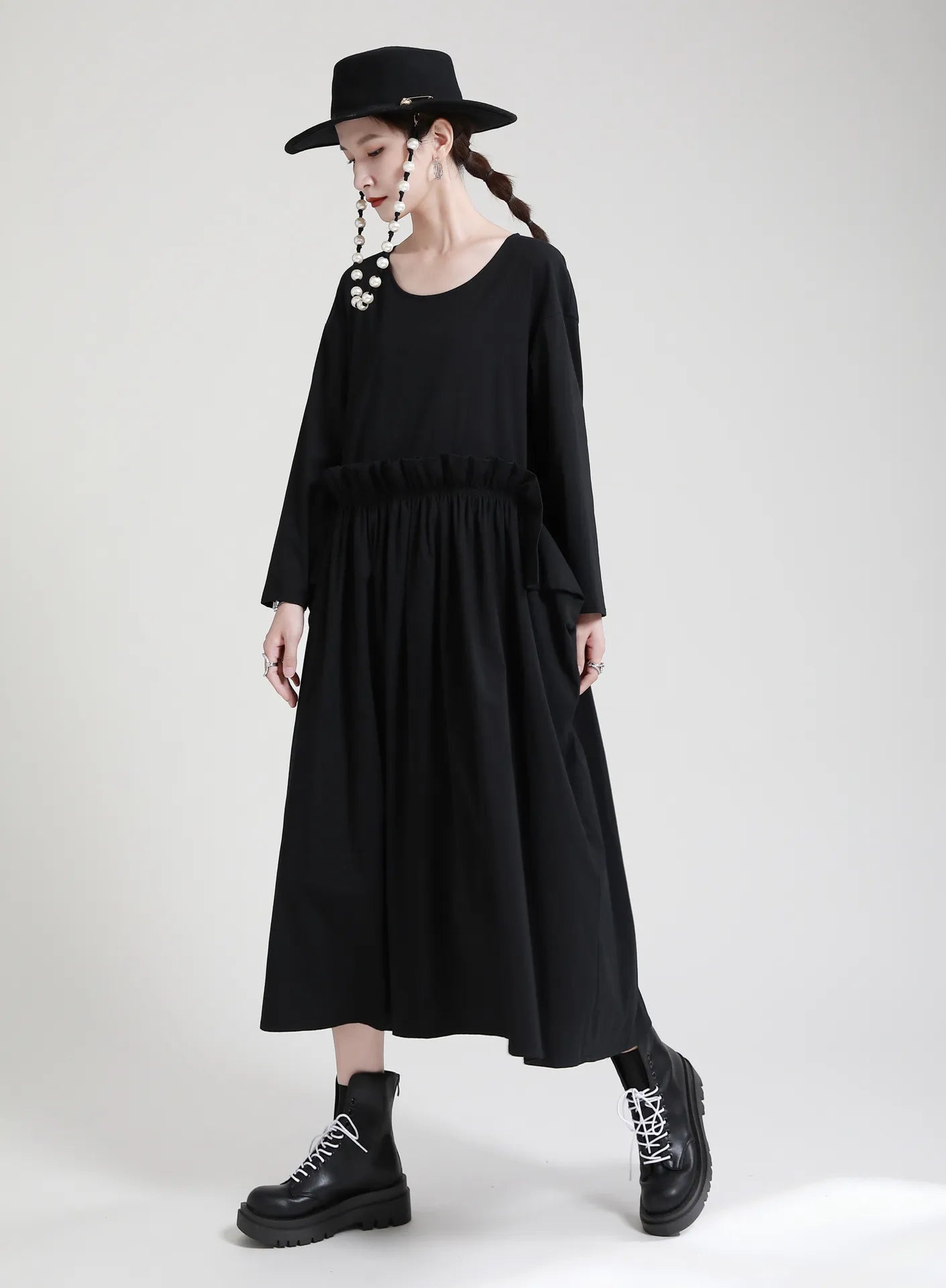 Kucho Black Loose Swing Dress