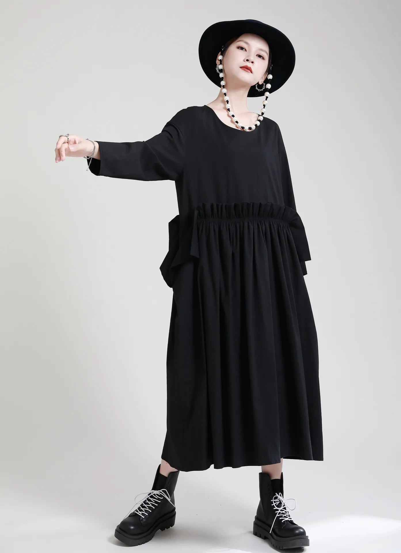 Kucho Black Loose Swing Dress