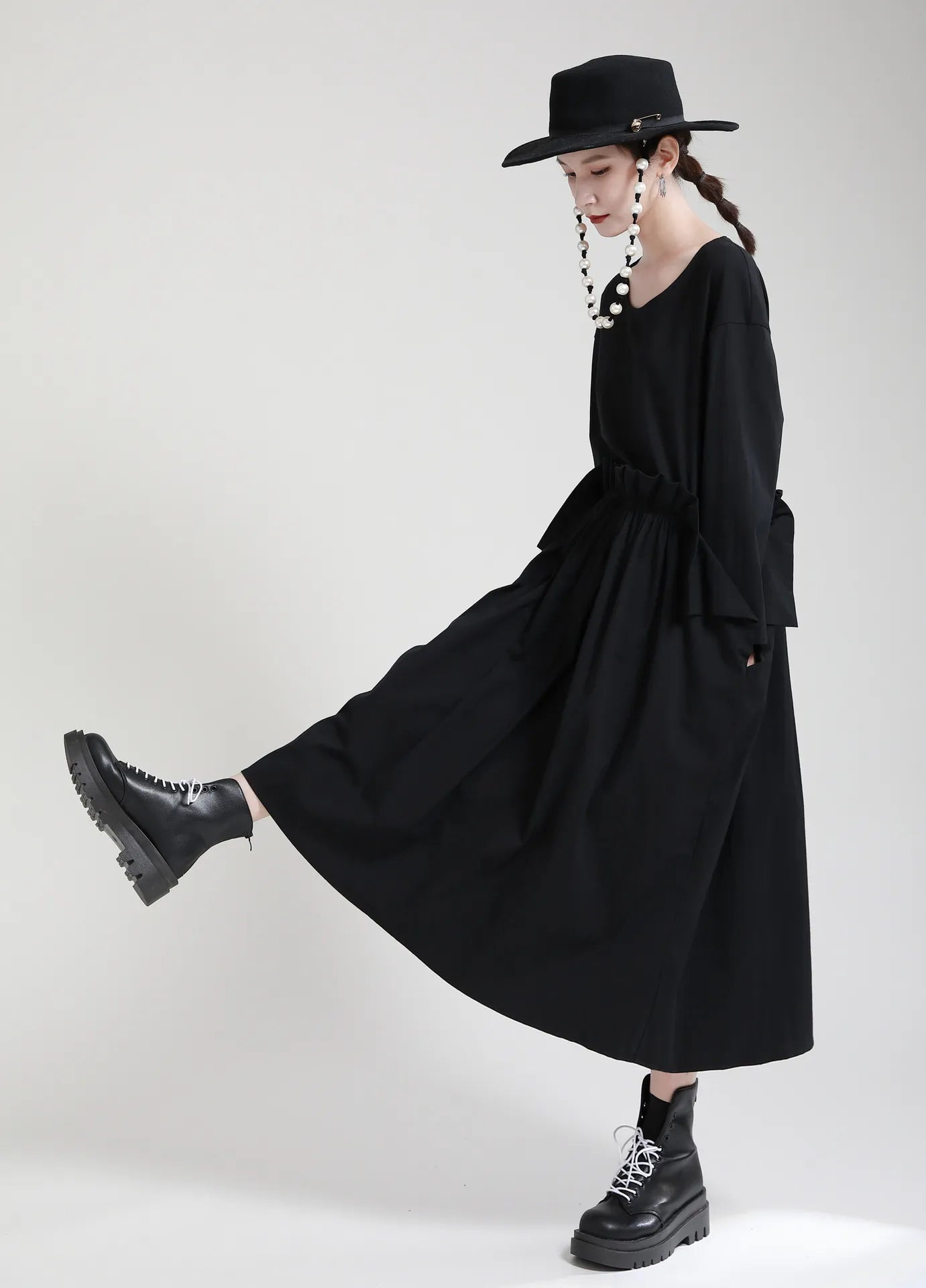 Kucho Black Loose Swing Dress