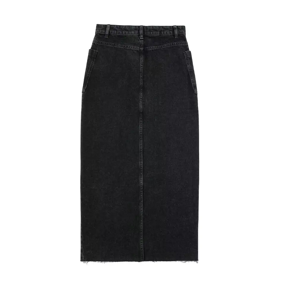Kucho Black Denim Pencil Skirt