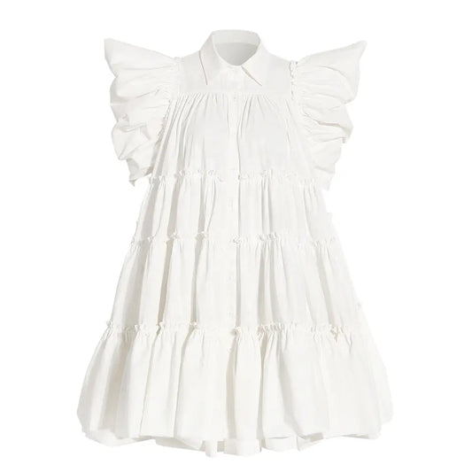 Kucho Black DEN - White Short Swing Summer Dress