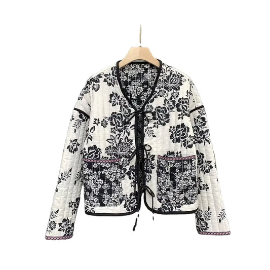 Kucho Black & White Indian Reversible Quilted Jacket