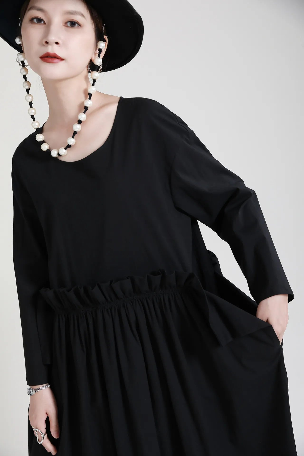 Kucho Black Loose Swing Dress