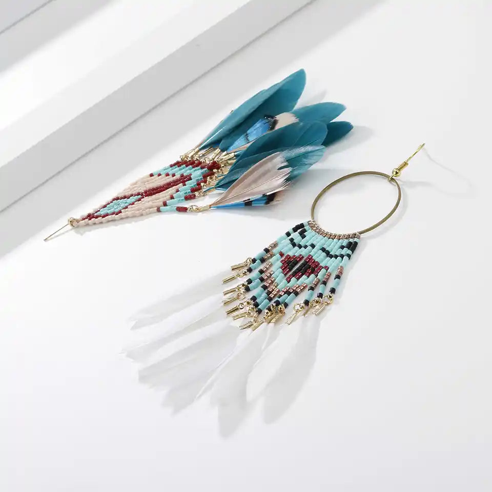 Kucho Blue / White set of 2 Birds of a Feather Earrings