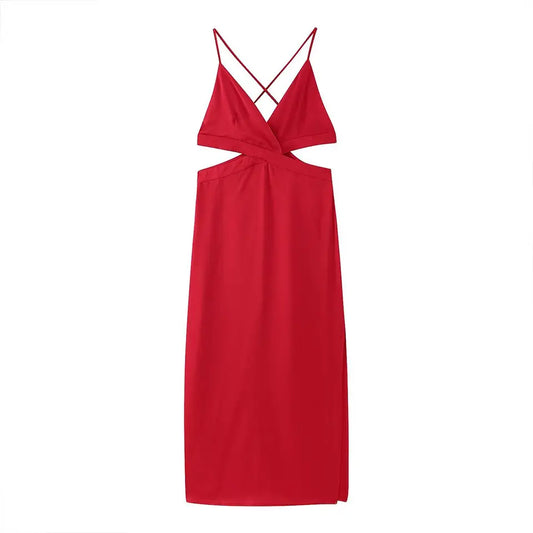 Kucho Red Cut Out Stretch Dress
