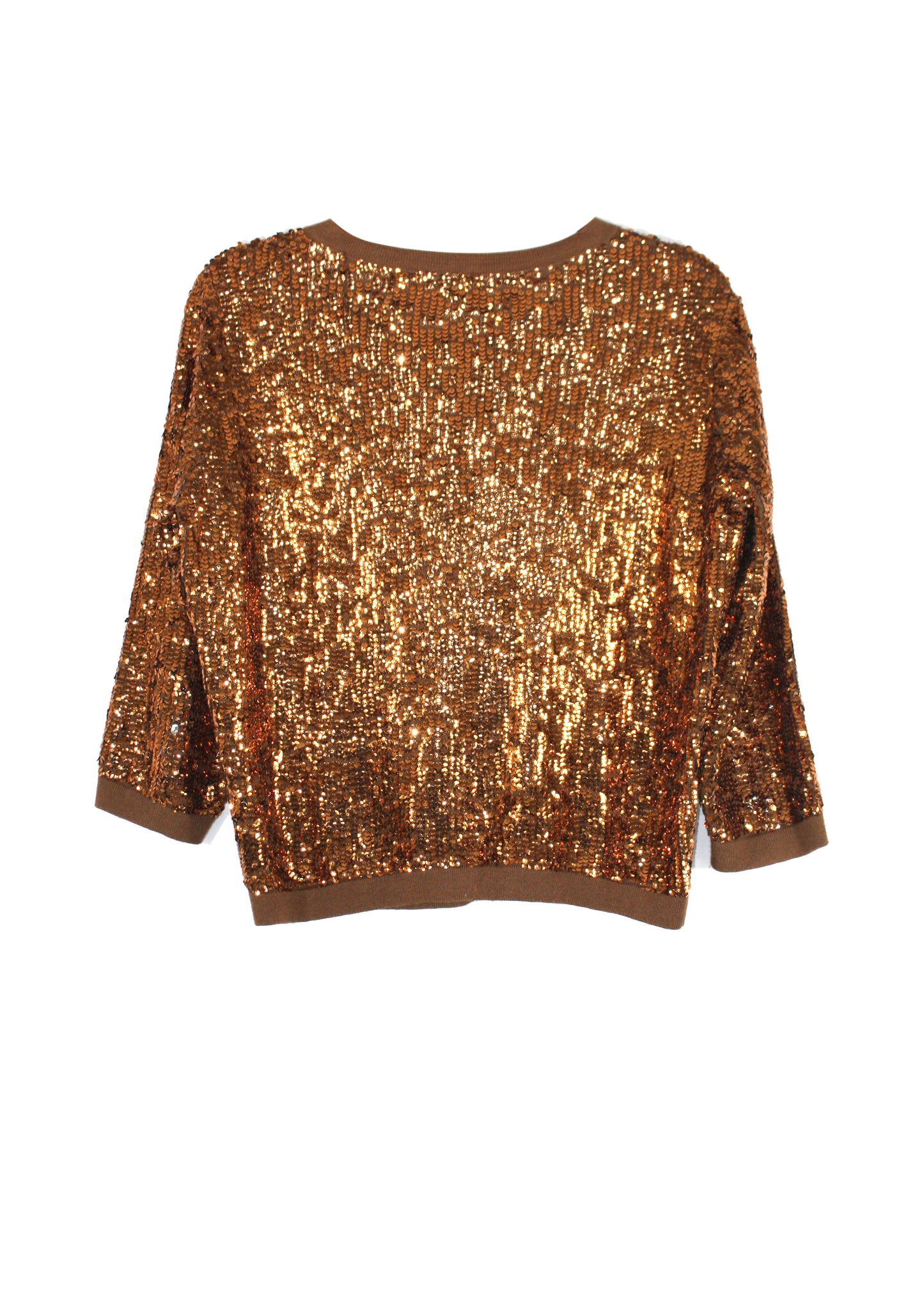 Kucho Orange Copper Jigsaw Sequin Cardigan - pre-loved