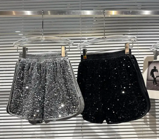 Kucho Silver / Black Sparkle Disco Shorts